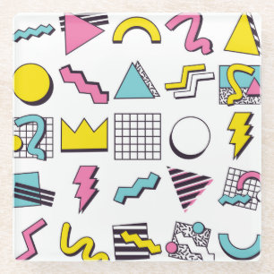 Memphis der 90er Jahre: Pop Design Elements. Glasuntersetzer