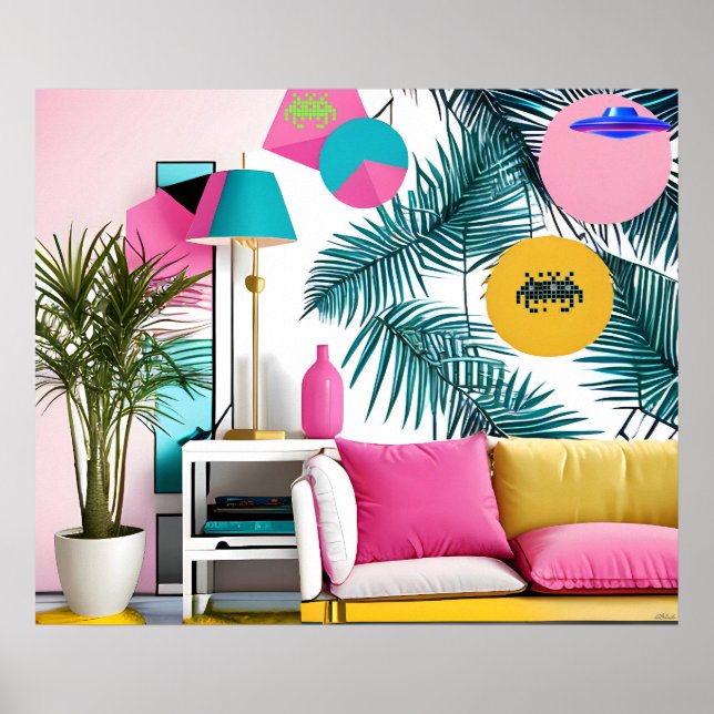 Memphis Design Party in the Living Room Poster (Vorne)