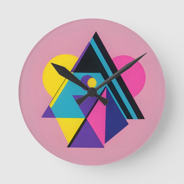 Memphis Design Wohnen Runde Wanduhr (Vorderseite)