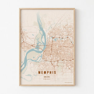 Memphis Druck Tennessee Stadtplan Poster Wandkunst