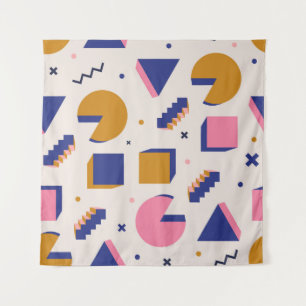 Memphis-Geometrie: Nahtloses 90er-Jahre-Mode-Desig Wandteppich