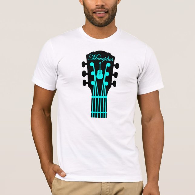 Memphis-Gitarren-Aqua T-Shirt (Vorderseite)