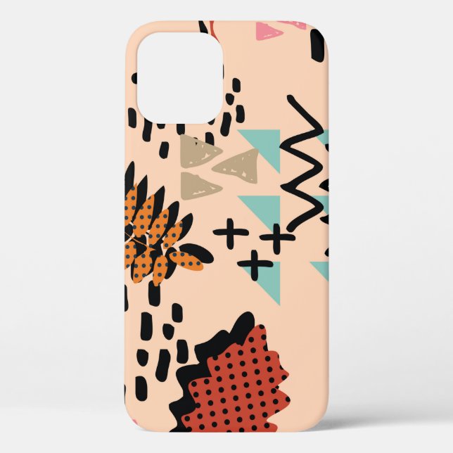 Memphis Herbstlaub und Blätter mit Geomet Case-Mate iPhone Hülle (Rückseite)