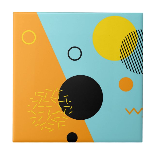 Memphis, Hipster, trendy, coole Illustrationskunst Fliese (Vorderseite)