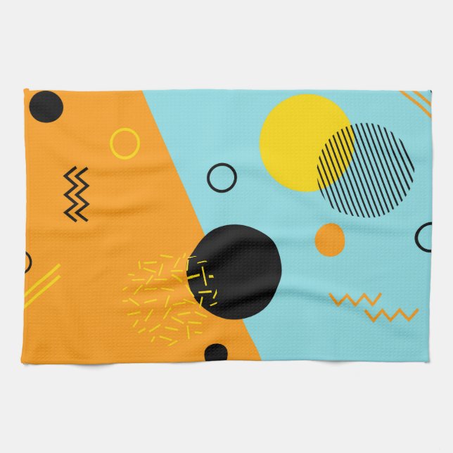 Memphis, Hipster, trendy, coole Illustrationskunst Geschirrtuch (Horizontal)