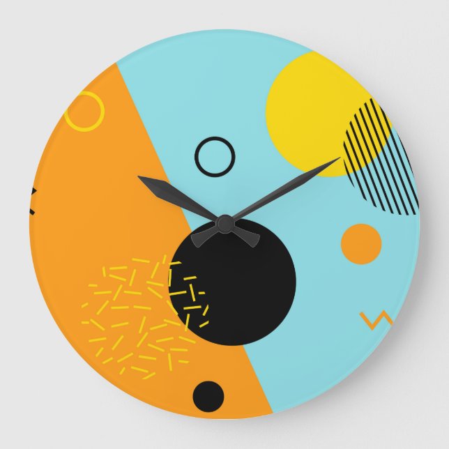 Memphis, Hipster, trendy, coole Illustrationskunst Große Wanduhr (Vorderseite)