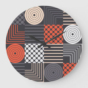 Memphis Magic: Geometrischer Bannerspass Große Wanduhr