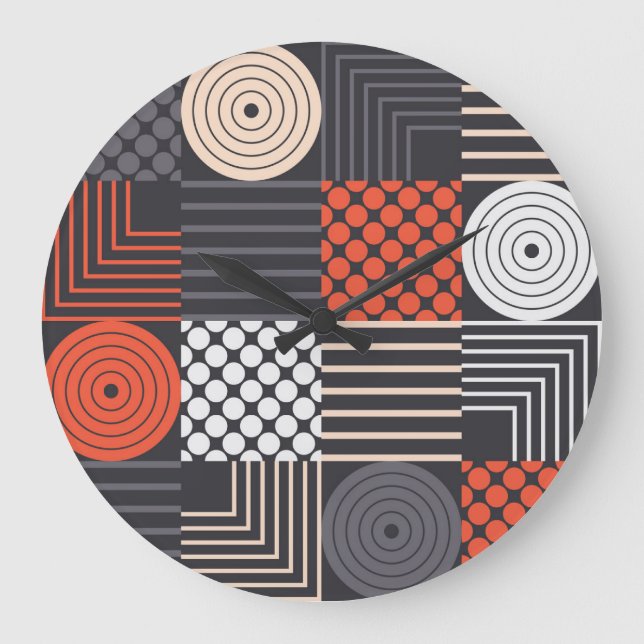Memphis Magic: Geometrischer Bannerspass Große Wanduhr (Vorderseite)