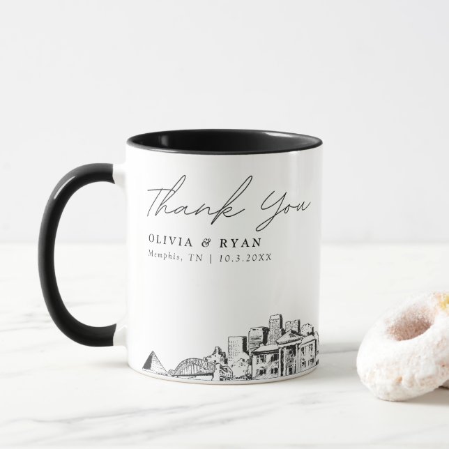 Memphis Mariage Personnalisé Café Mug (Avec donut)