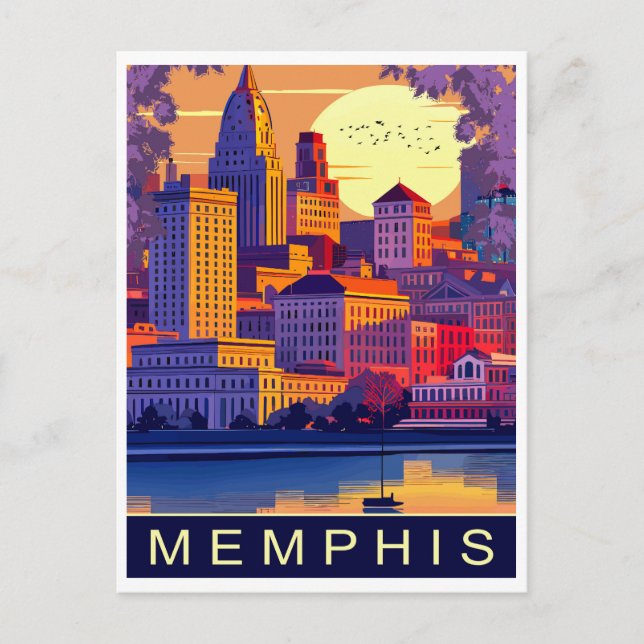 Memphis, Mississippi River, Reisen Postkarte (Vorderseite)