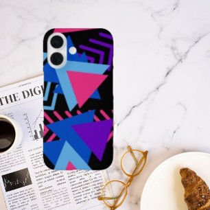 Memphis Mood: Pink Lila geometrisches Muster iPhone 16 Hülle