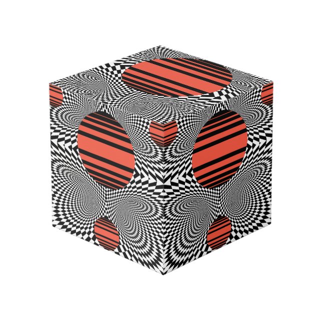 Memphis OpArt Würfel (Vorderseite Schrägansicht)