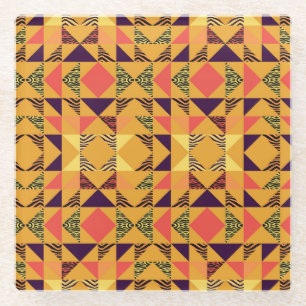 Memphis Pastel Triangle Abstraktes Muster. Glasuntersetzer