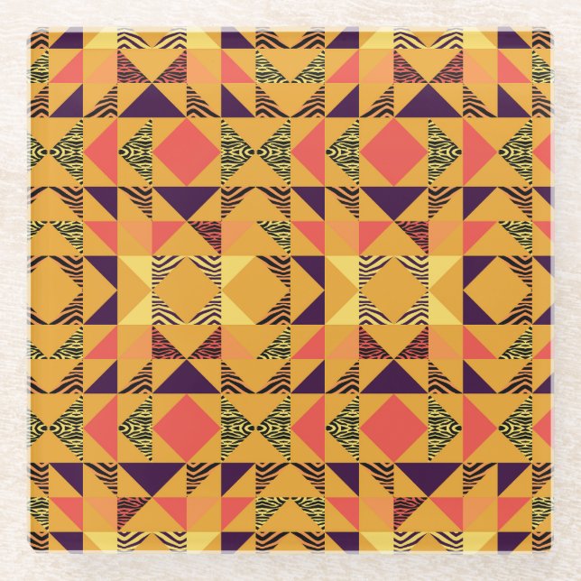 Memphis Pastel Triangle Abstraktes Muster. Glasuntersetzer (Vorderseite)