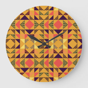 Memphis Pastel Triangle Abstraktes Muster. Große Wanduhr