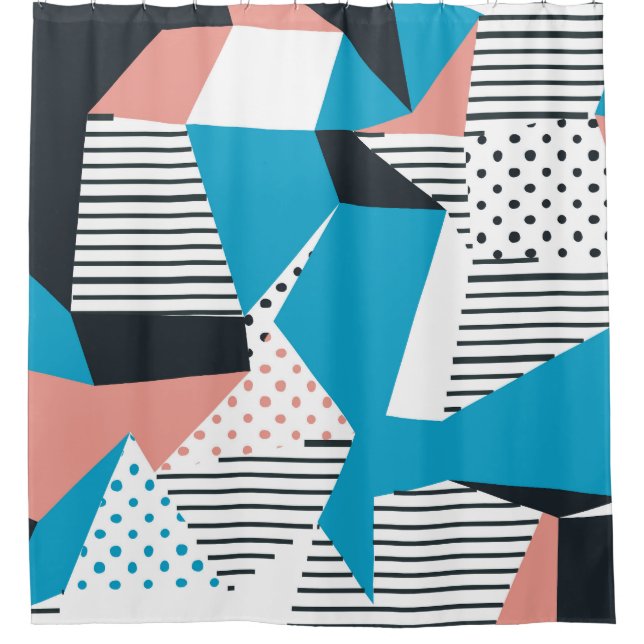 Memphis Pattern: Minimalistischer Abstrakter Trend Duschvorhang (Vorderseite)