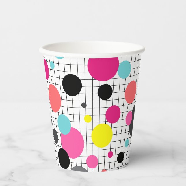 Memphis polka dots Papiertasse Pappbecher (Vorderseite)