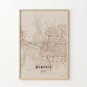Memphis Rustikale Karten Druck Tennessee Poster Wa
