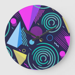 Memphis-Stil geometrische Formen Große Wanduhr