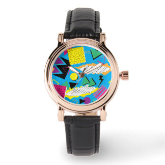 Memphis Style 80er Abstrakt helle Farbfläche Armbanduhr