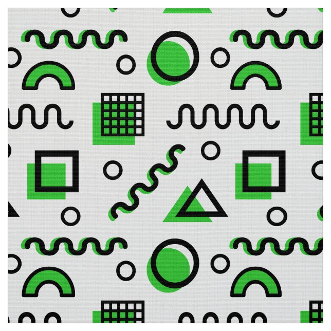 Memphis Style Geometric Pattern 110719 - Green Stoff (Muster)