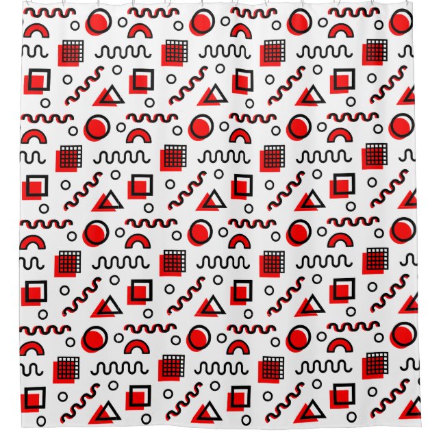Memphis Style Geometric Pattern 110719 - Rot Duschvorhang (Vorderseite)