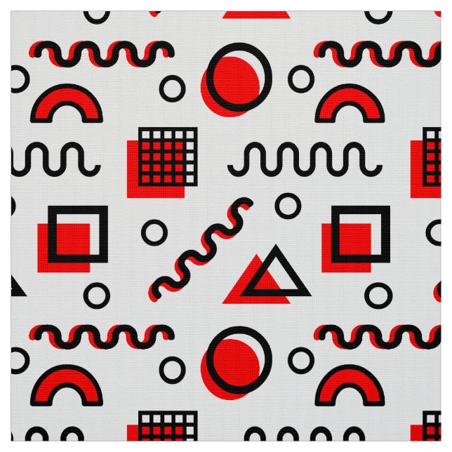 Memphis Style Geometric Pattern 110719 - Rot Stoff (Muster)