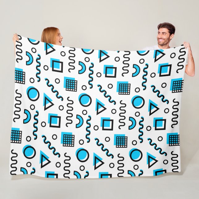 Memphis Style Geometric Pattern 110719 - Sky Blue Fleecedecke (Beispiel)