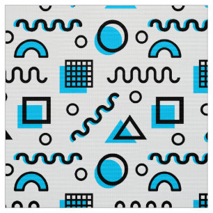 Memphis Style Geometric Pattern 110719 - Sky Blue Stoff