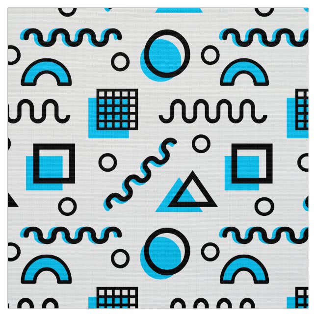Memphis Style Geometric Pattern 110719 - Sky Blue Stoff (Muster)