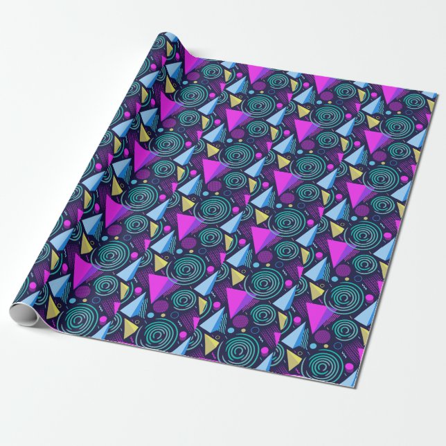 Memphis Style Geometric Shapes Geschenkpapier (Ungerollt)