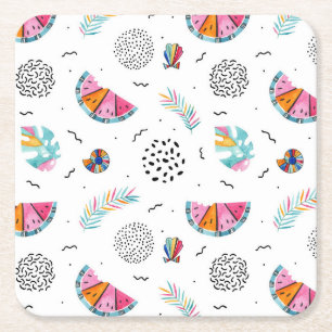 Memphis Style Tropical Summer Patches Rechteckiger Pappuntersetzer