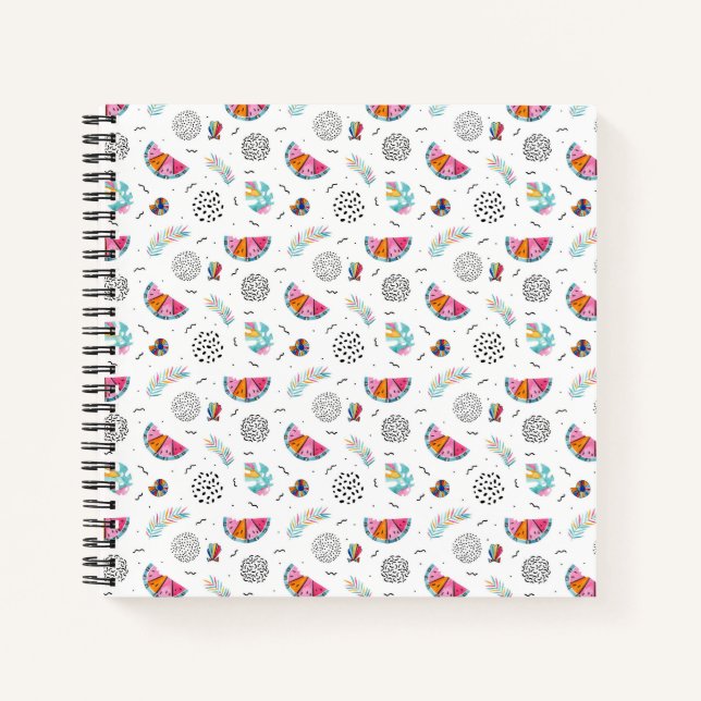 Memphis Style Tropical Summer Pattern Notizbuch (Vorderseite)