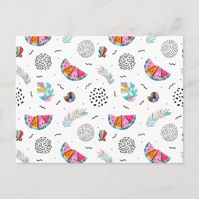 Memphis Style Tropical Summer Pattern Postkarte (Vorderseite)