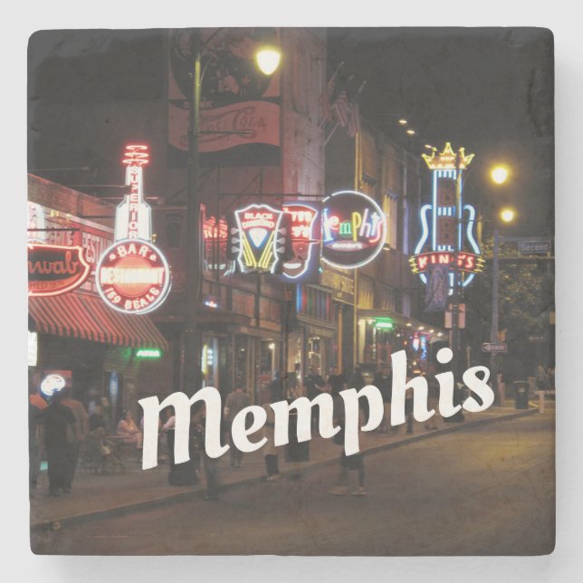 Memphis Tennessee Beale Street Szene Steinuntersetzer (Vorderseite)