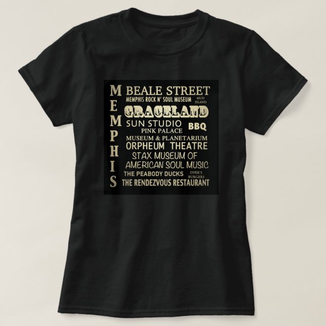 Memphis Tennessee Bekannte Sehenswürdigkeiten T-Shirt (Design vorne)