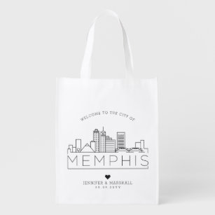 Memphis, Tennessee Hochzeit   Stilisierte Skyline Wiederverwendbare Einkaufstasche