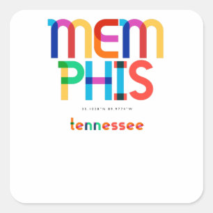 Memphis Tennessee Mitte des Jahrhunderts, Pop Art, Quadratischer Aufkleber