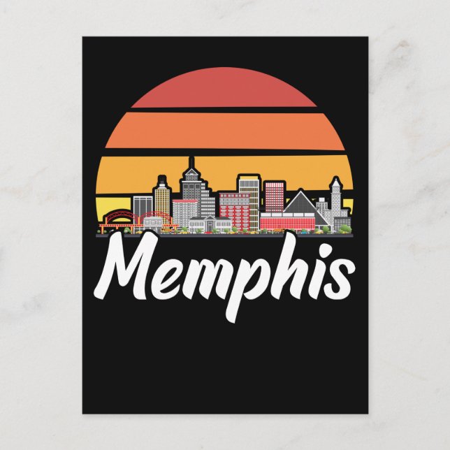 Memphis Tennessee Retro City Skyline Postkarte (Vorderseite)