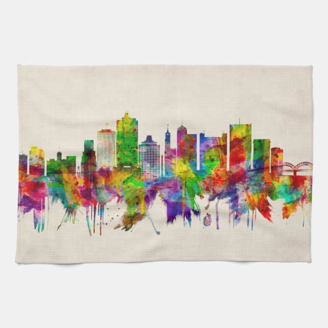 Memphis Tennessee Skyline Geschirrtuch (Horizontal)