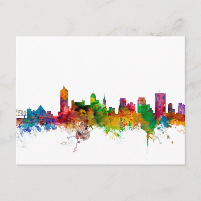 Memphis Tennessee Skyline Postkarte (Vorderseite)
