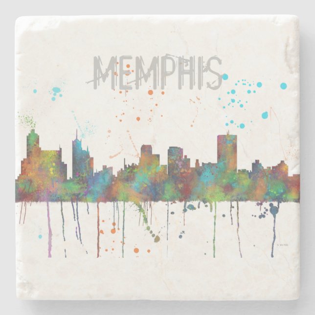 MEMPHIS, TENNESSEE SKYLINE - SteinUntersetzer (Vorderseite)