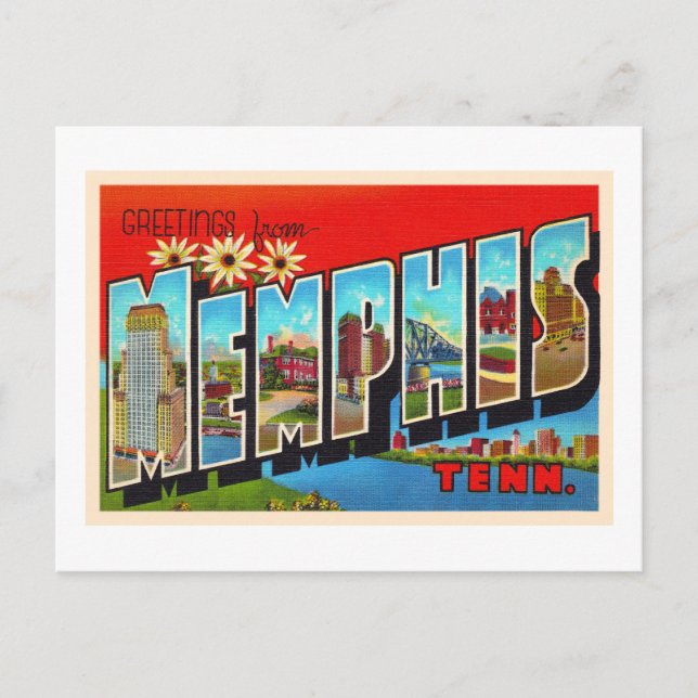 Memphis Tennessee TN Vintager Großbuchstaben Postk Postkarte (Vorderseite)
