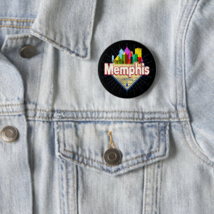 Memphis Tennessee United Staaten Retro Skyline Button
