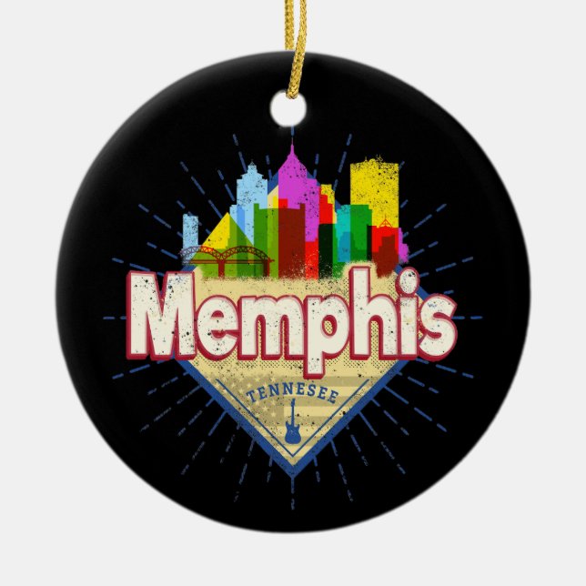 Memphis Tennessee United Staaten Retro Skyline Keramik Ornament (Vorne)