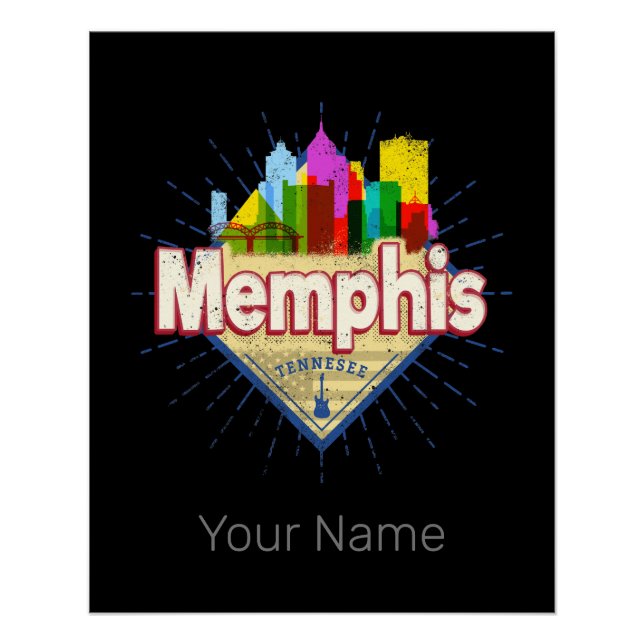 Memphis Tennessee United Staaten Retro Skyline Poster (Vorderseite)