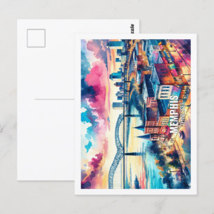 Memphis Tennessee USA Berühmter Ort Aquarell Postkarte