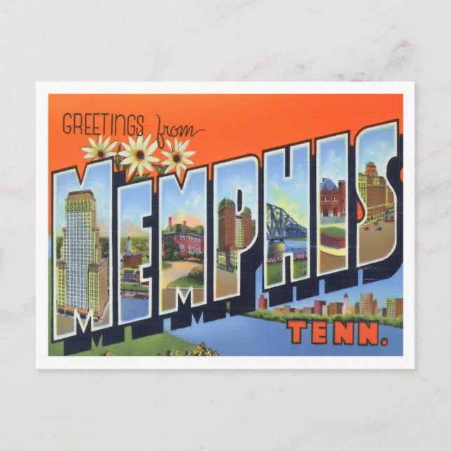 Memphis, Tennessee Vintage Großbuchstaben Postkart Postkarte (Vorderseite)