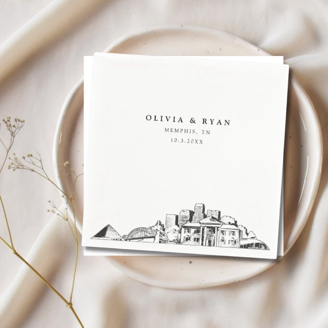 Memphis Tennessee Wedding Paper Cocktail Napkin Serviette (Memphis Wedding Napkins)