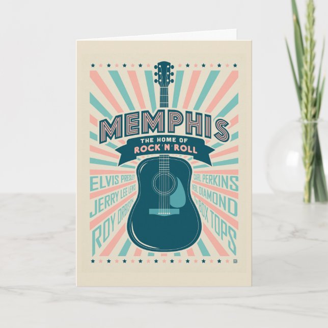 Memphis, TN: Gitarrenserie | Rock-N-Roll Karte (Vorderseite)